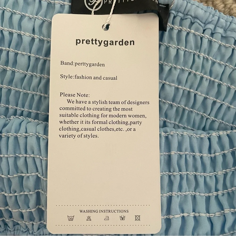 NWT PrettyGarden Blue Puff-Sleeve Ruffle Dress Size S - Picture 13 of 15